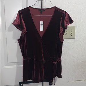 Maroon velvet wrap top